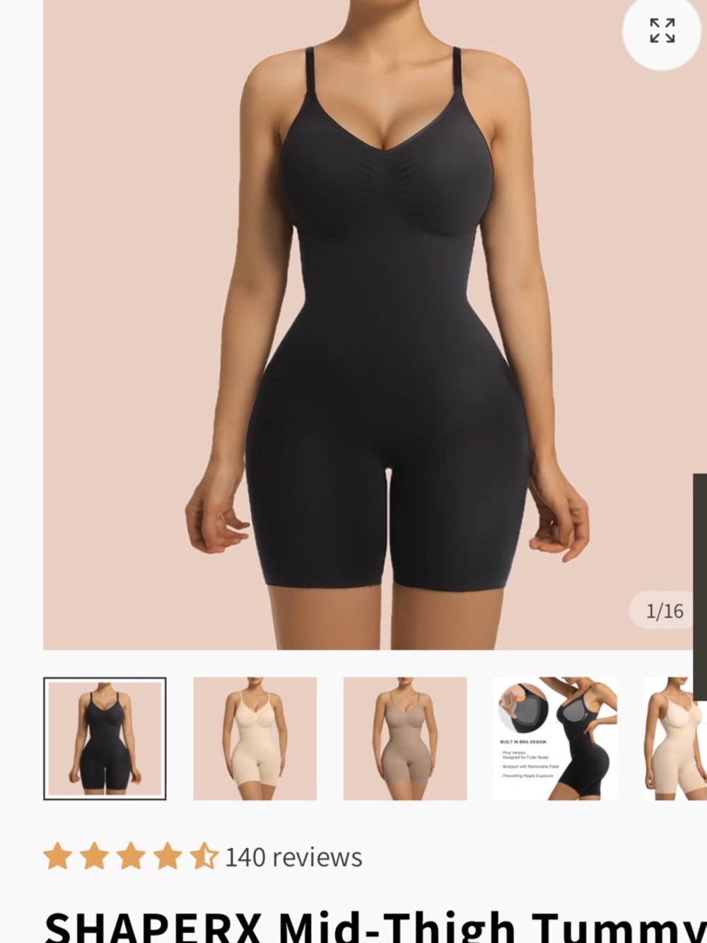 Women’s Mid-Thigh Shaping Bodysuit - Black